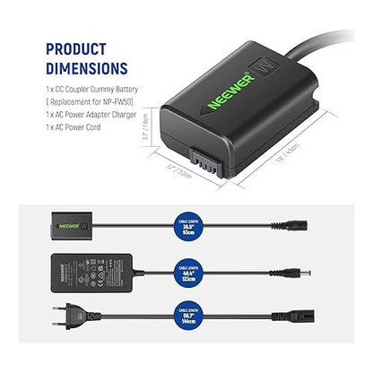Acumulator dummy Neewer NP FW50 compatibil cu Sony A7/7R/7S A7II/7RII/7SII A6500/6400/6300/6100 NEX3/5/6/7 DSC RX10 IIIIIIV