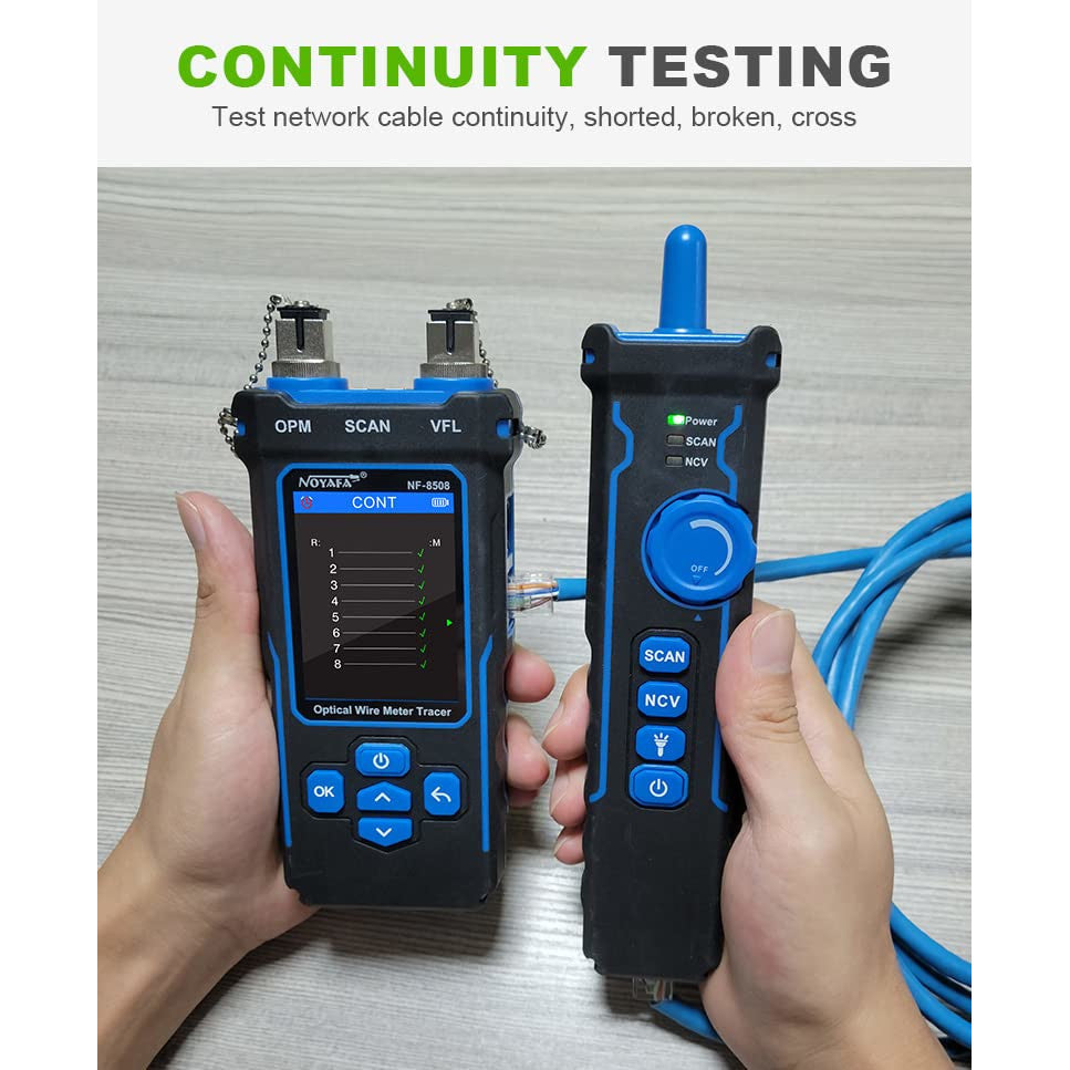 Tester cablu de retea cu powermetru, POE, NCV, UTP CAT5/CAT6, test OPM, VFL, masurarea lungimii, cu lumina LED, ecran LCD, Noyafa
