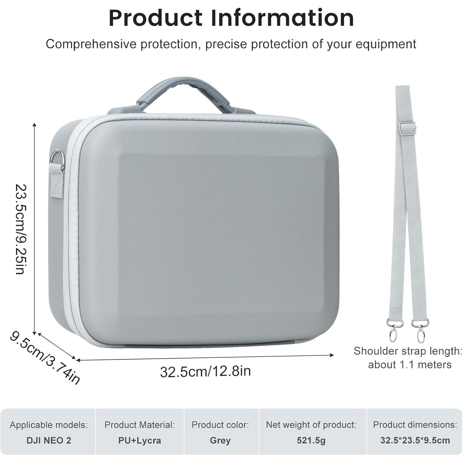 Husa de protectie pentru drona DJI Neo 2, geanta transport compatibila Fly More Combo, controler RC-N3, compartimente pentru accesorii, rezistenta la socuri si stropire, curea de umar, gri