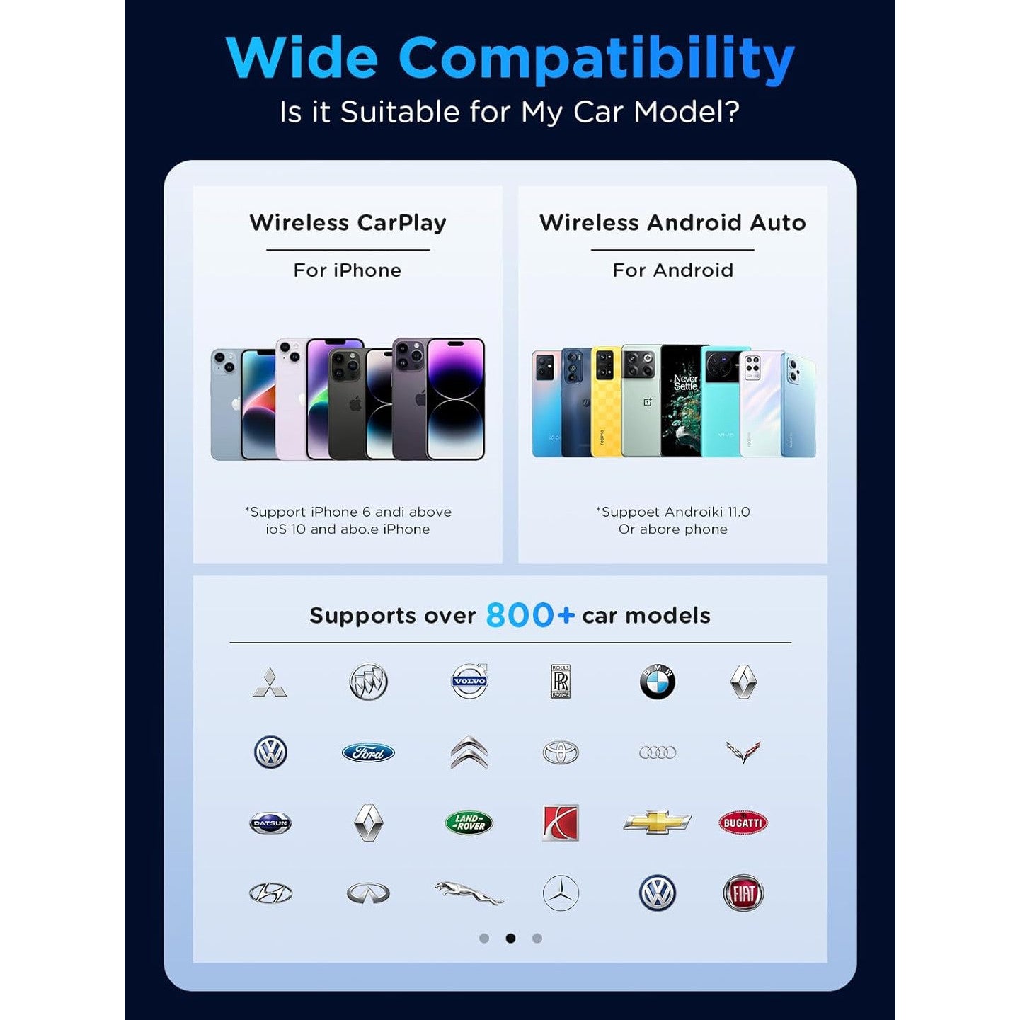 Incarcator auto 3 in 1 cu adaptor auto Apple Carplay si Android Auto, cu 48W Fast Charge USB-C PD si USB-A QC, suporta iPhone iOS 10+ si Android 11+, pentru masini dupa 2015, negru
