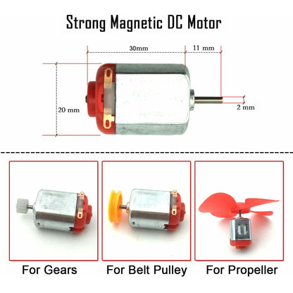 Set 8 motor DC 1.5V - 3V, 12000-15000 RPM, 8 carcase cu suport baterie AA, 8 intrerupatoare, elice si cablu de 1m, R683