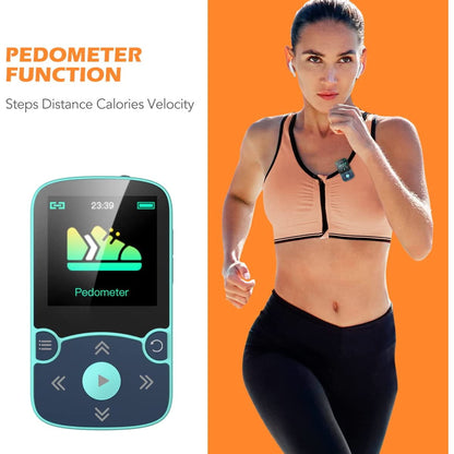 MP3 Player 32 Gb Agptek cu Bluetooth 5.0, cu ecran 1,5 inch, cu clema de prindere, Radio FM, inregistrare, alarma, cronometru, accepta card pana la 128 Gb