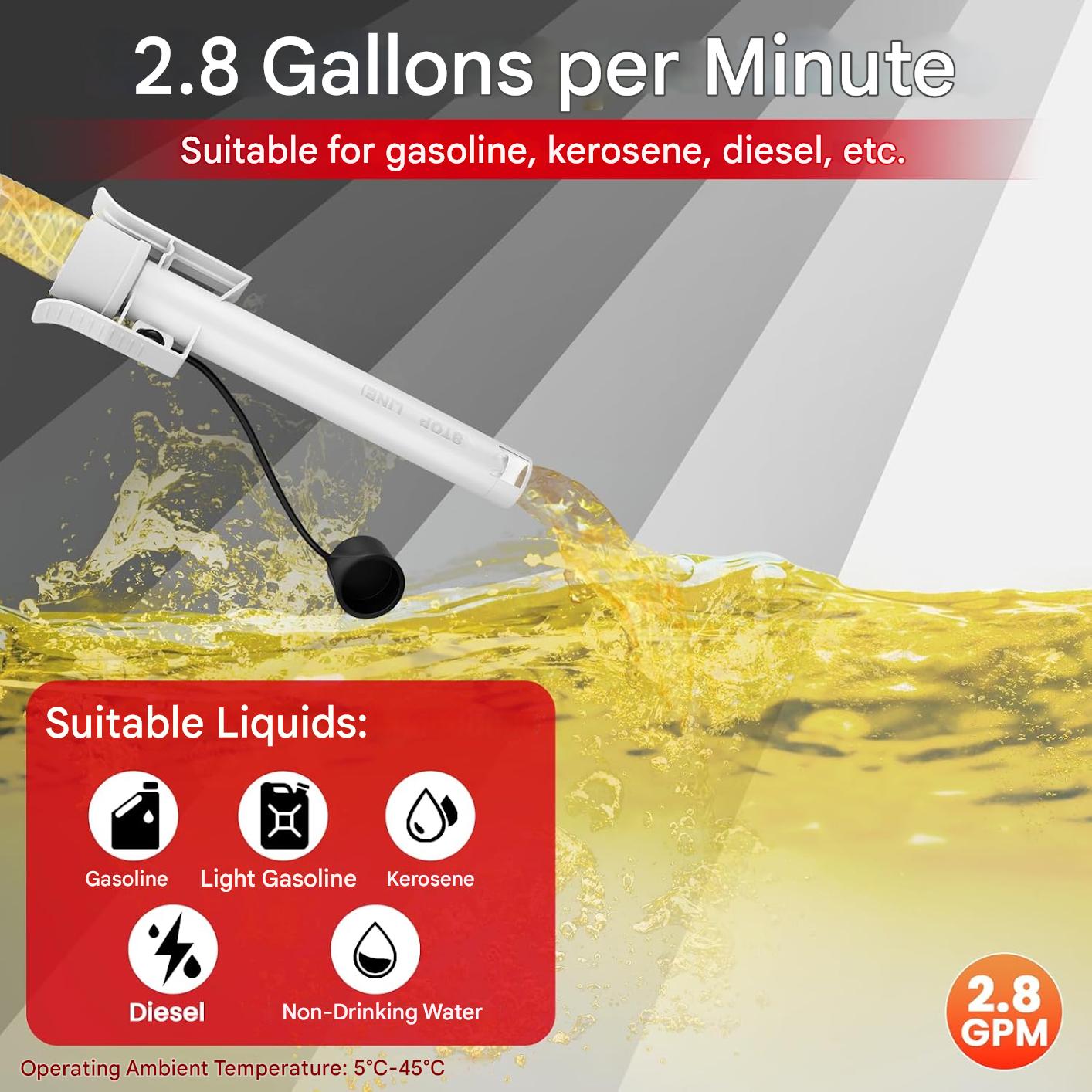 Pompa electrica de transfer combustibil, alimentare cu baterii, cu senzor de oprire automata, portabila cu 4 adaptoare, furtun lung 130 mm, multifunctionala pentru benzina, motorina, ulei – Pentru canistre, tractor, generator sau masina de tuns iarba