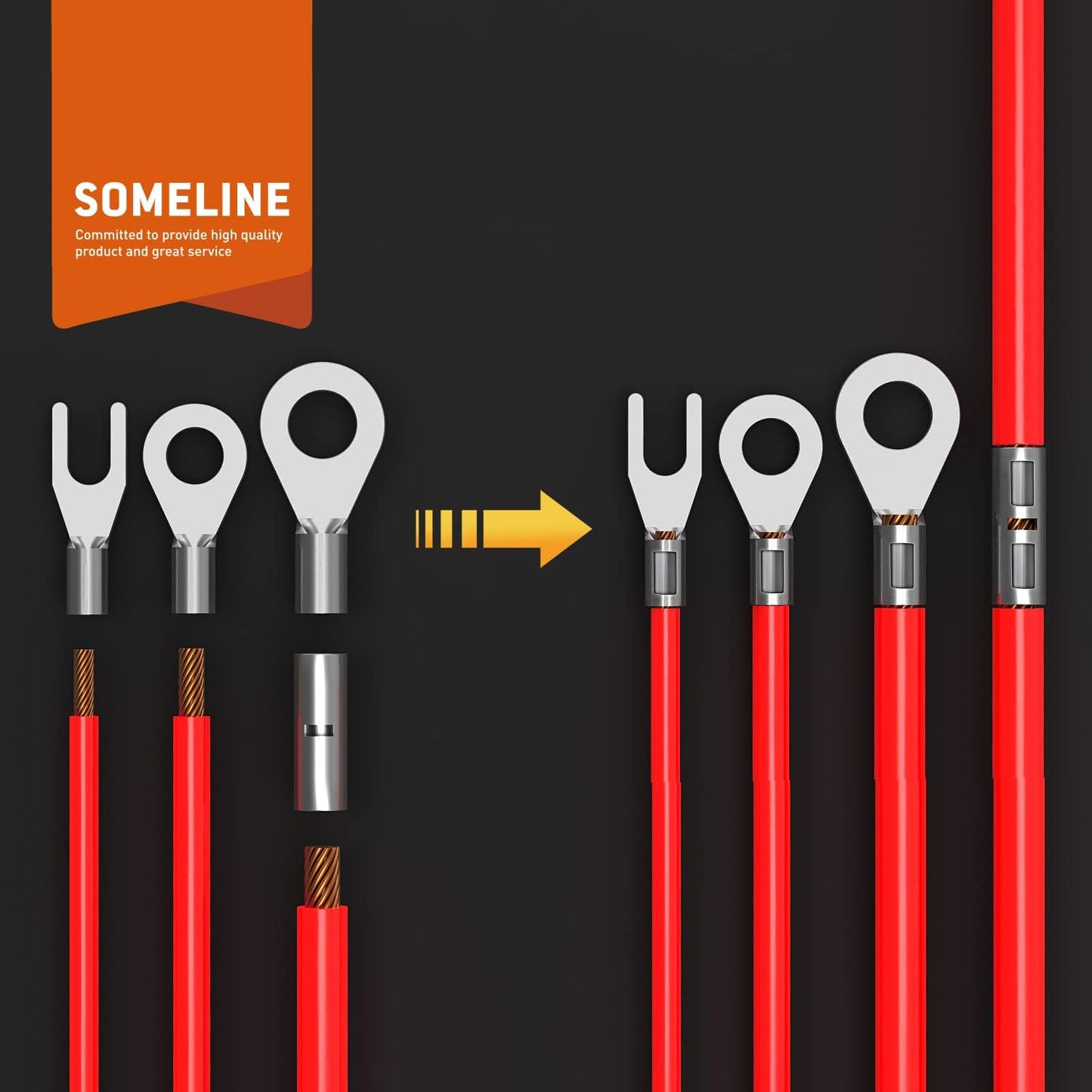 Set cleste de sertizare 0.5-16 mm² cu 90 bucati terminale AWG 0.5, 1.5, 2.5, 4, 6, 10, 16, cu cutie de depozitare si transport, SOMELINE