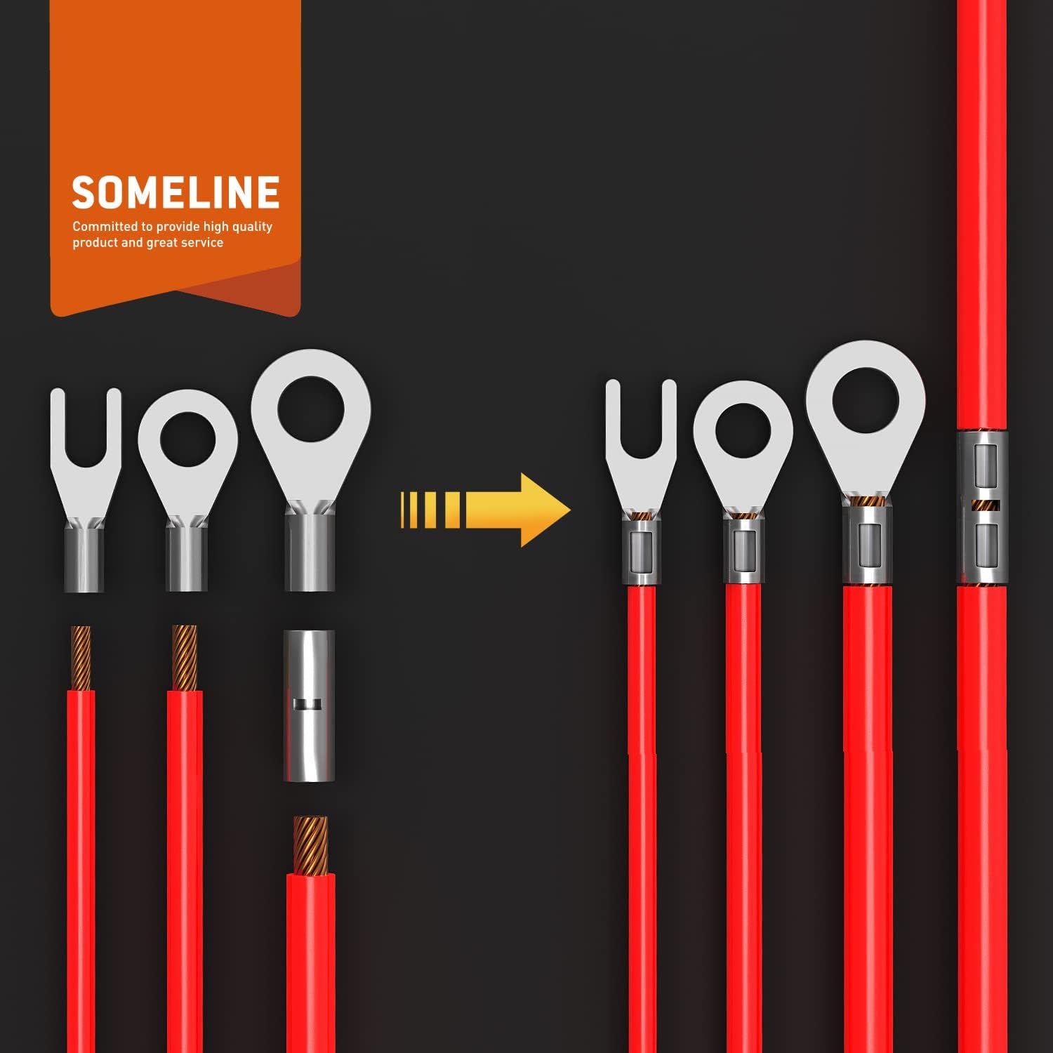 Set cleste de sertizare 0.5-16 mm² cu 90 bucati terminale AWG 0.5, 1.5, 2.5, 4, 6, 10, 16, cu cutie de depozitare si transport, SOMELINE