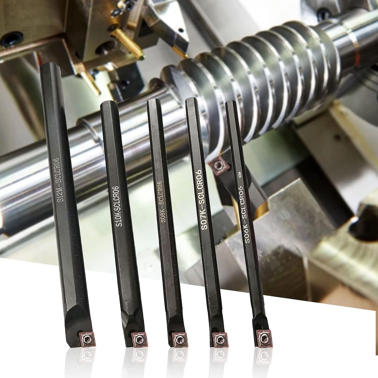 Set cutite de strung cu placute amovibile, instrumente cnc cu bara de 12mm/10mm/8mm/7mm/6mm si insertii de carbura, multifunctional