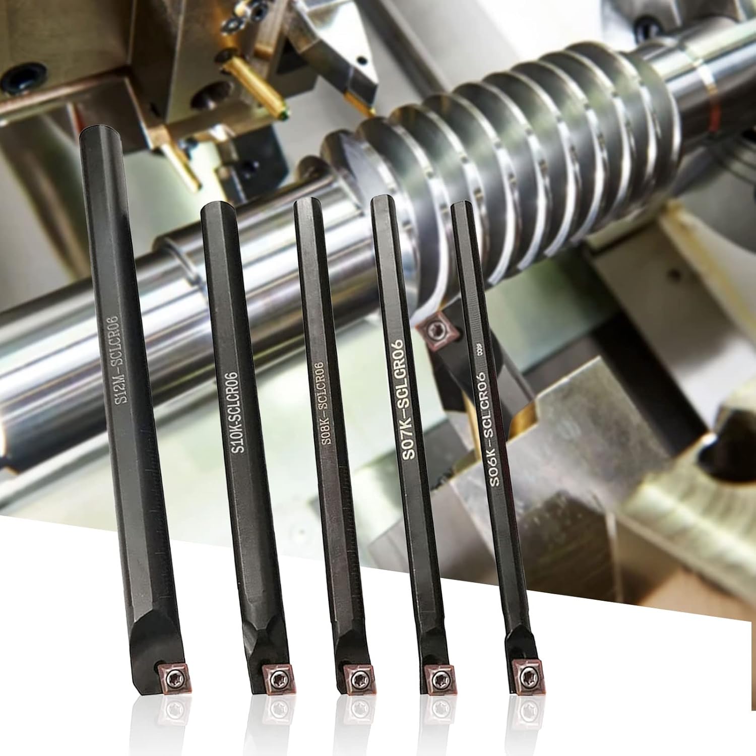 Set cutite de strung cu placute amovibile, instrumente cnc cu bara de 12mm/10mm/8mm/7mm/6mm si insertii de carbura, multifunctional