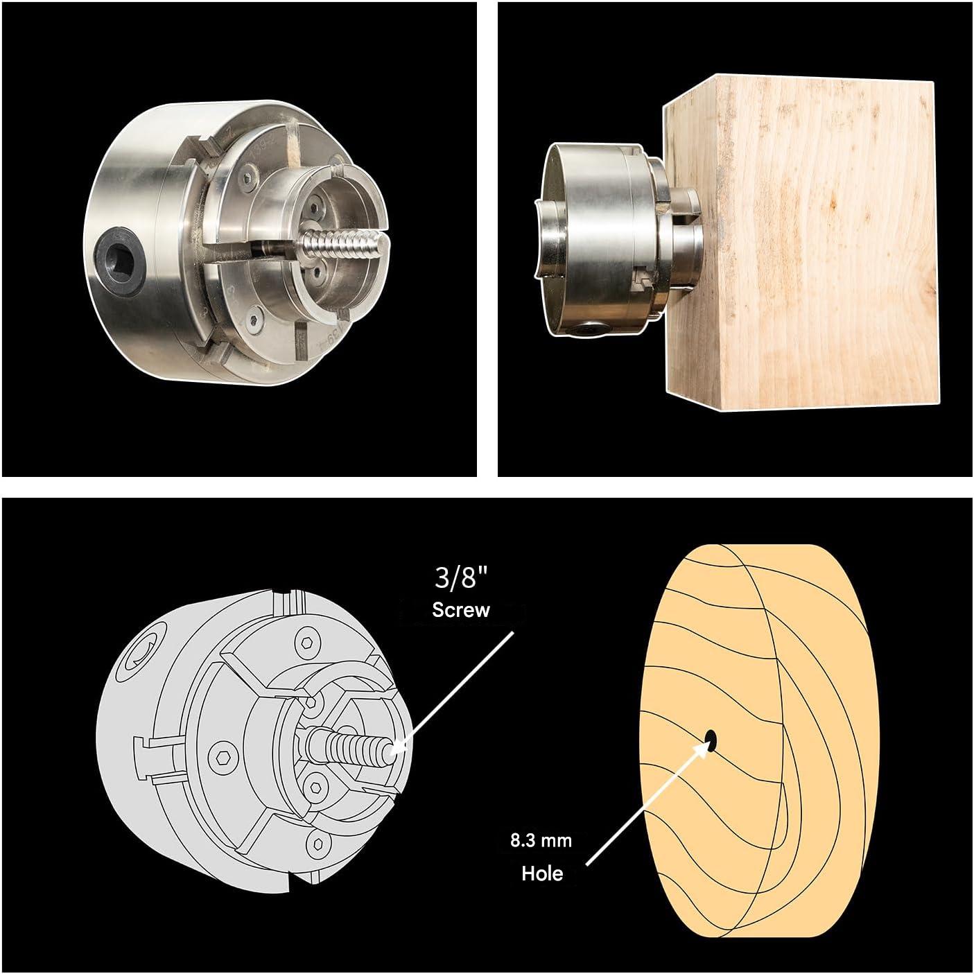 Mandrina autocentranta cu 4 bacuri pentru strung – Mandrina de 100 mm, nichelata, precizie inalta pentru lemn si metal, compatibila cu strunguri M33×3,5 si M18×2,5 cu adaptor, include accesorii, stabila si durabila pentru atelier si proiecte profesionale