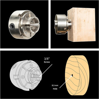 Mandrina autocentranta cu 4 bacuri pentru strung – Mandrina de 100 mm, nichelata, precizie inalta pentru lemn si metal, compatibila cu strunguri M33×3,5 si M18×2,5 cu adaptor, include accesorii, stabila si durabila pentru atelier si proiecte profesionale