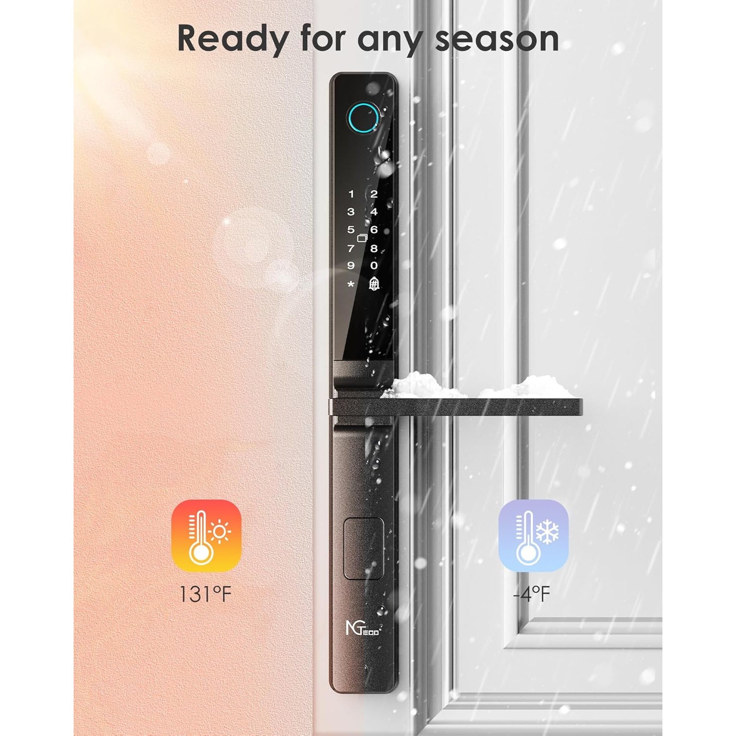 Incuietoare inteligenta, Yala WiFi smart cu aplicatie, amprenta, cod PIN, cartela de acces IC, cheie, sonerie, cod de acces temporar, neagra