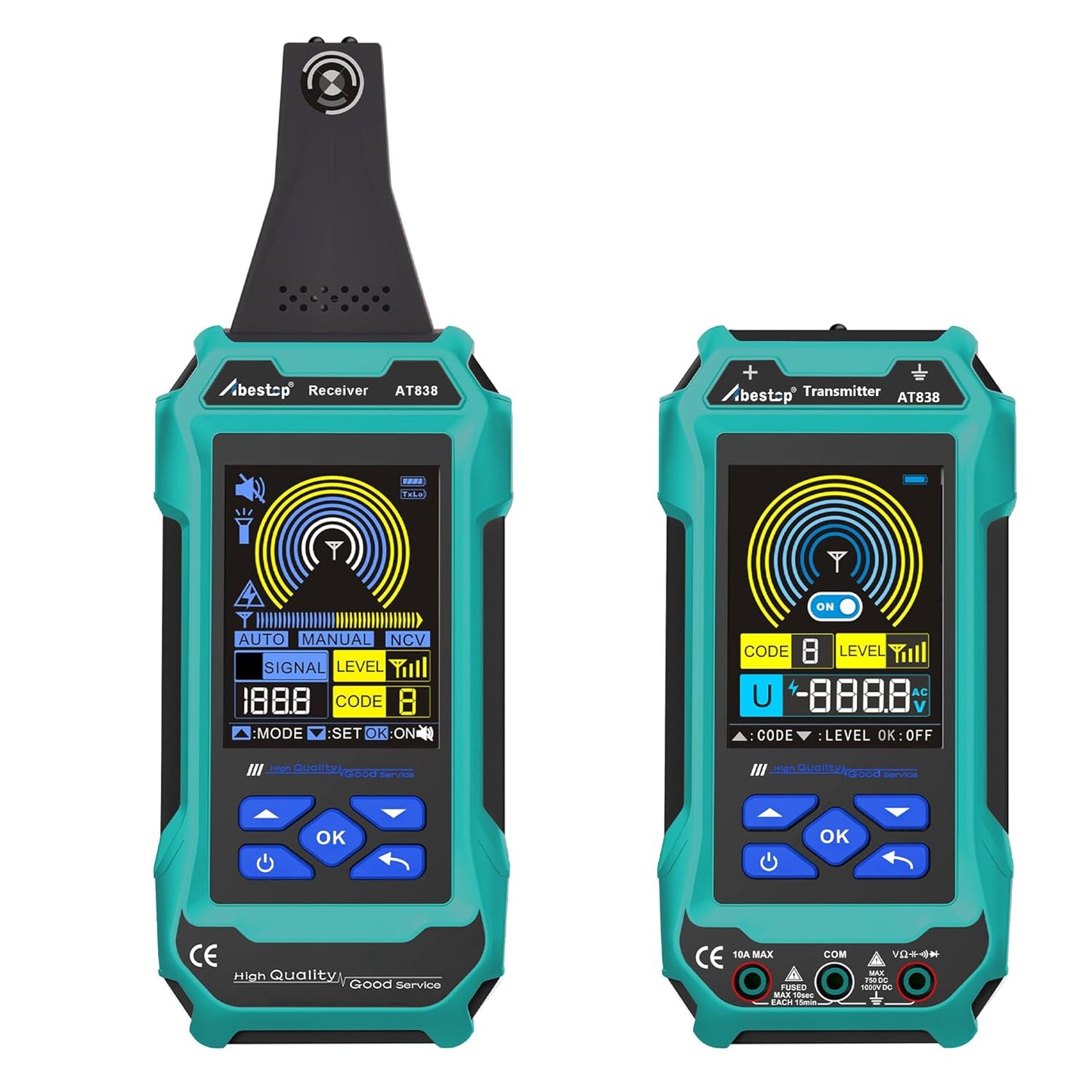 Localizator de cablu AT838 Abestop, localizator de circuite cu functie multimetru, fire/cablu subteran, detectarea traseului conductei de apa/gaz pentru multi-tester