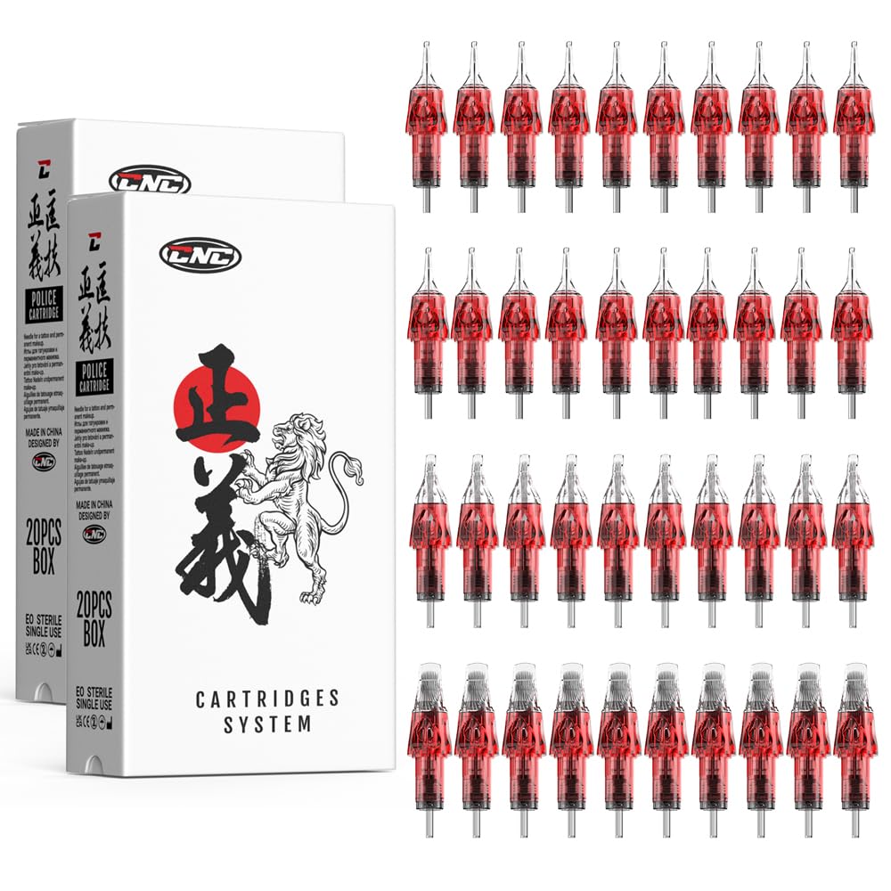 Set 40 ace de tatuat tip cartus, 4 tipuri modul ace 1007RM, 1009RM, 1011RM, 1015RM, din otel inoxidabil 316, pentru linii, contur, umplere, EN04X-40KIT-LL