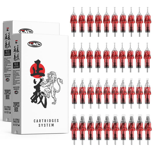 Set 40 ace de tatuat tip cartus, 4 tipuri modul ace 1007RM, 1009RM, 1011RM, 1015RM, din otel inoxidabil 316, pentru linii, contur, umplere, EN04X-40KIT-LL