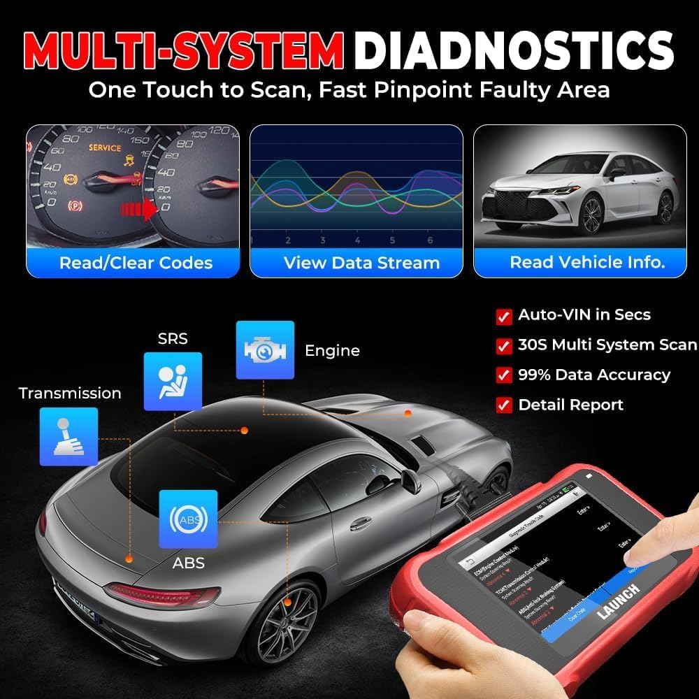 Tester diagnoza auto LAUNCH CRP129E OBD2, scaner profesional pentru motor, ABS, airbag SRS si transmisie, resetare DPF, ulei, EPB, TPMS, SAS, BMS, codare injectoare, actualizari gratuite prin Wi-Fi