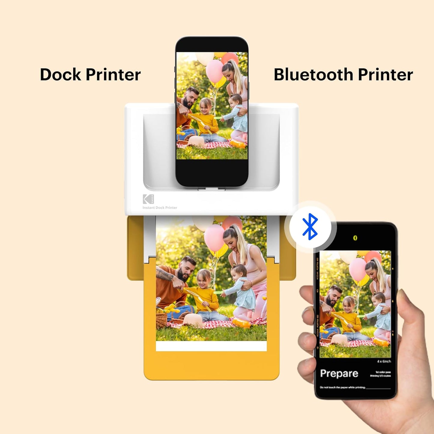 Imprimanta foto portabila Bluetooth cu statie andocare smartphone, 10 x 15 cm, Kodak 4Pass, cu 90 coli hartie foto