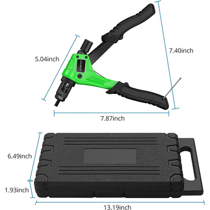 Set cleste pentru nituit piulite nituibile, cu mandrine M3, M4, M5, M6 si 100 de nituri, cleste 200 mm din otel cu maner din TPR