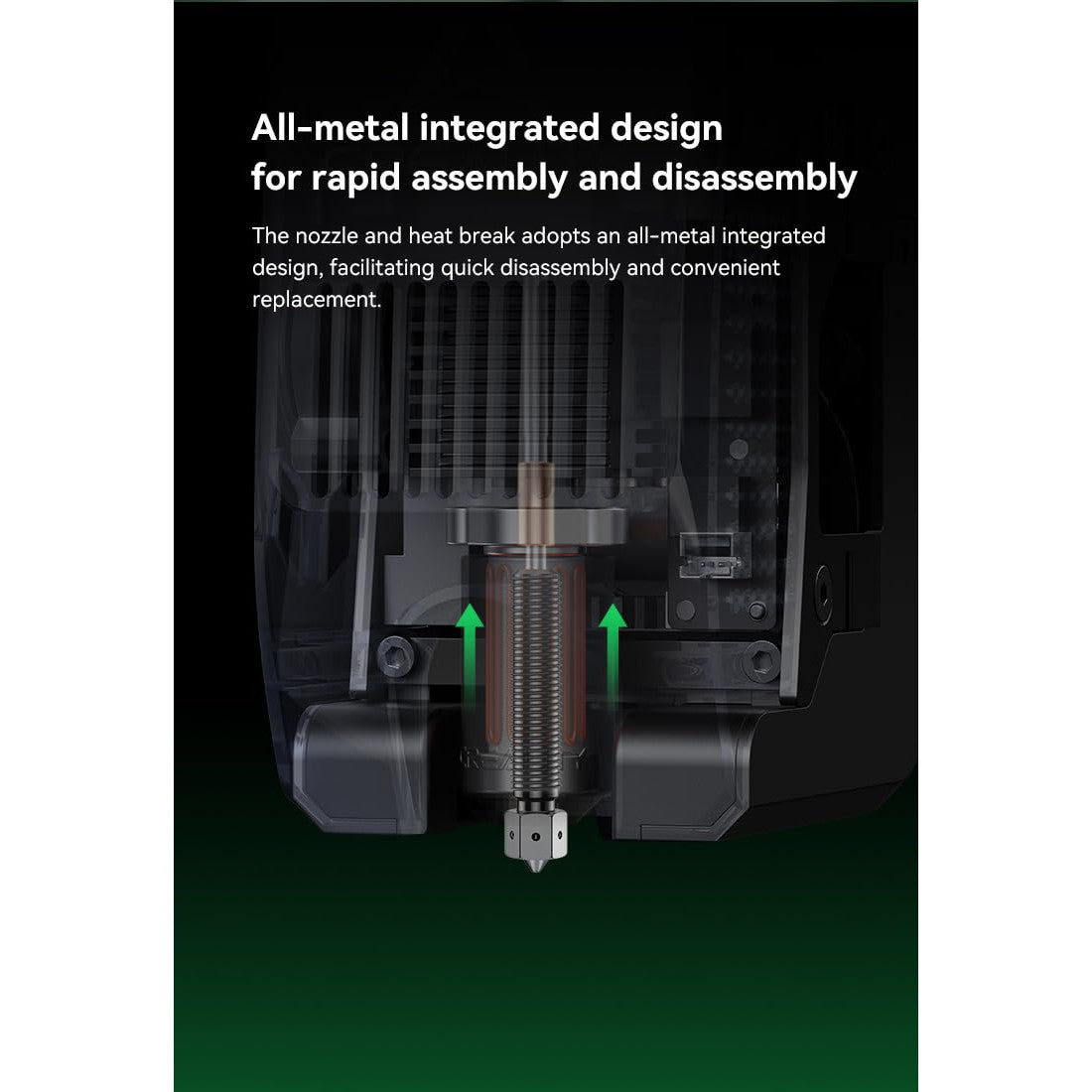 Duza E3D Obsidian 0,6 mm pentru imprimanta 3D Creality K2 – 4 canale High Flow, HeatBreak titan, insertie otel + E3DLC, compatibila abrazive & flex, schimb rapid, performanta stabila