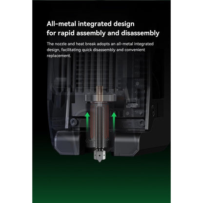 Duza E3D Obsidian 0,6 mm pentru imprimanta 3D Creality K2 – 4 canale High Flow, HeatBreak titan, insertie otel + E3DLC, compatibila abrazive & flex, schimb rapid, performanta stabila