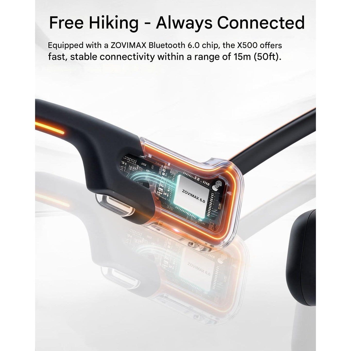 Casti Bluetooth 6.0 Bone Conduction cu LED, IP68 Waterproof, Wireless Open-Ear, microfon incorporat, autonomie lunga de 12 ore, conductie osoasa, pentru alergare, ciclism si fitness