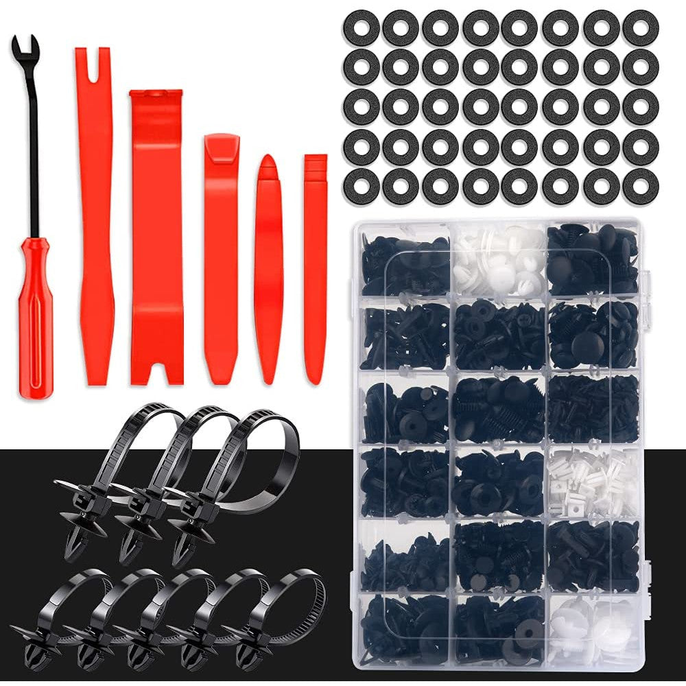 Set 716 piese cleme de fixare, clipsuri auto cu instrumente de demontare