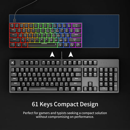 Tastatura gaming mecanica RGB EN (US) compacta 61 taste Blue Switch, Hot Swap, programabila, iluminare LED, pentru PC/Windows