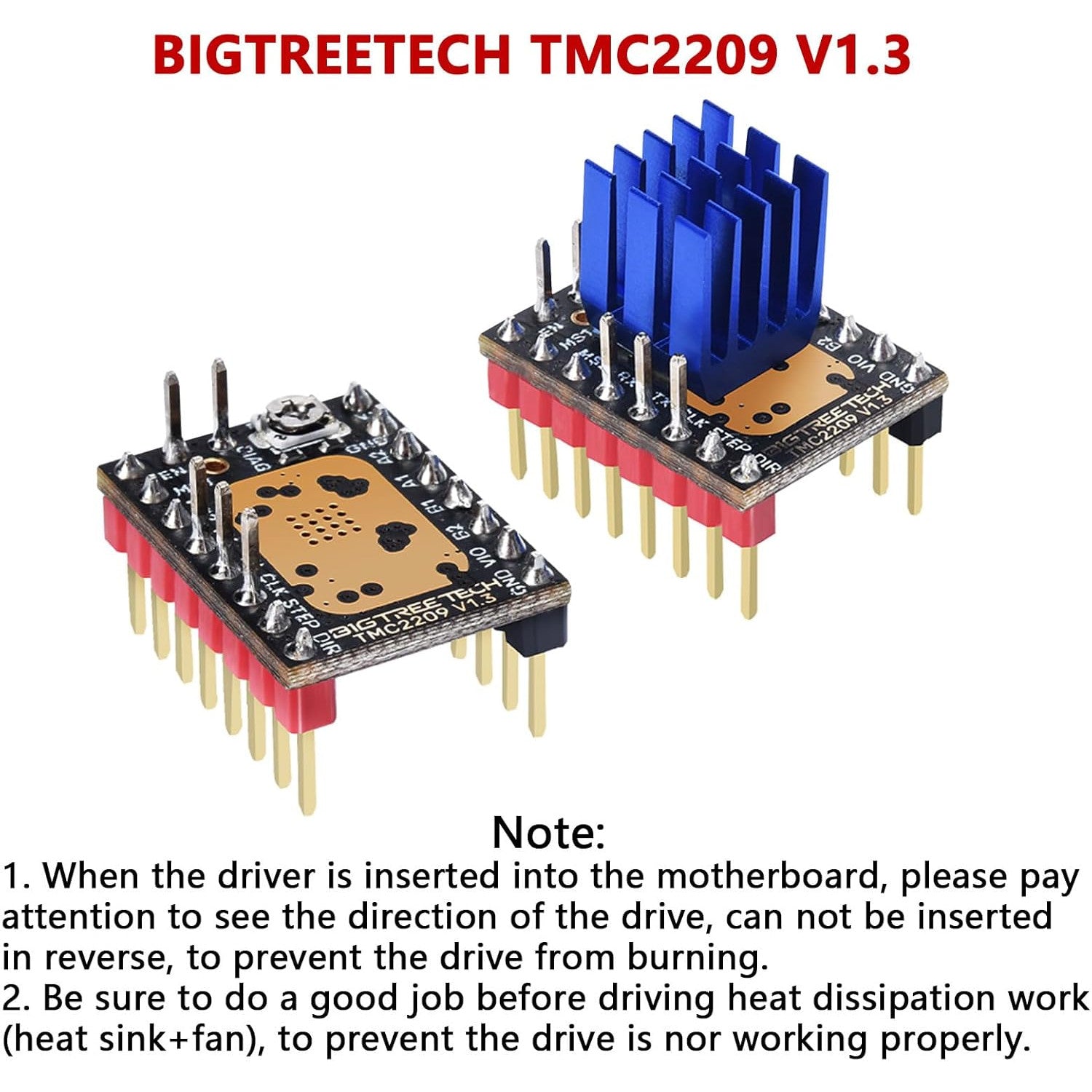Driver motor pas cu pas KINGPRINT TMC2209 V1.2, 2.8A varf, ultra-silentios StealthChop2, UART/STEP-DIR, 1/256 microstep, compatibil SKR V1.3/Pro si imprimante 3D FDM