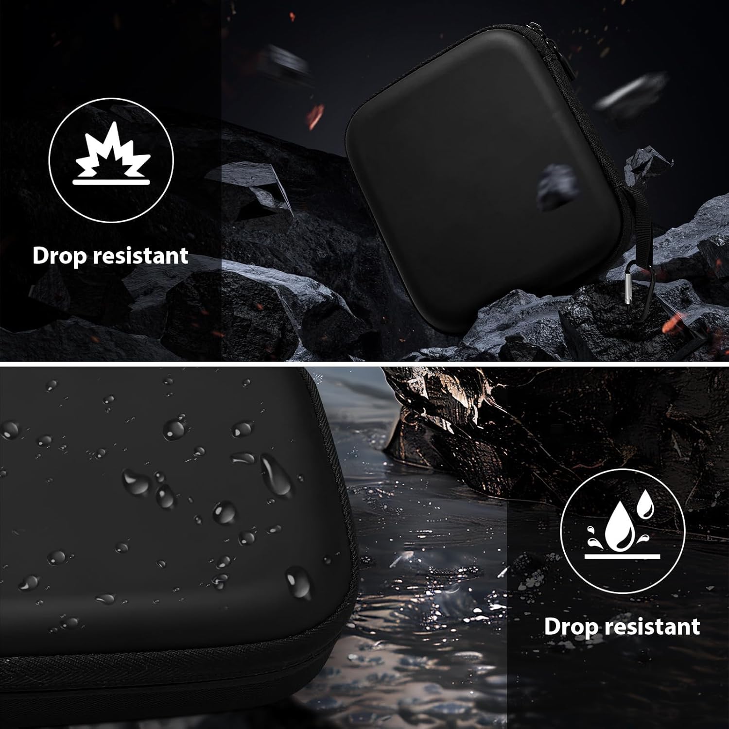 Husa de protectie pentru drona DJI Neo, geanta de transport impermeabila, 18.5 x 16 x 6 cm, rezistenta la socuri, cu interior moale din catifea, buzunare pentru baterii si accesorii, usor de purtat pentru calatorii, neagra