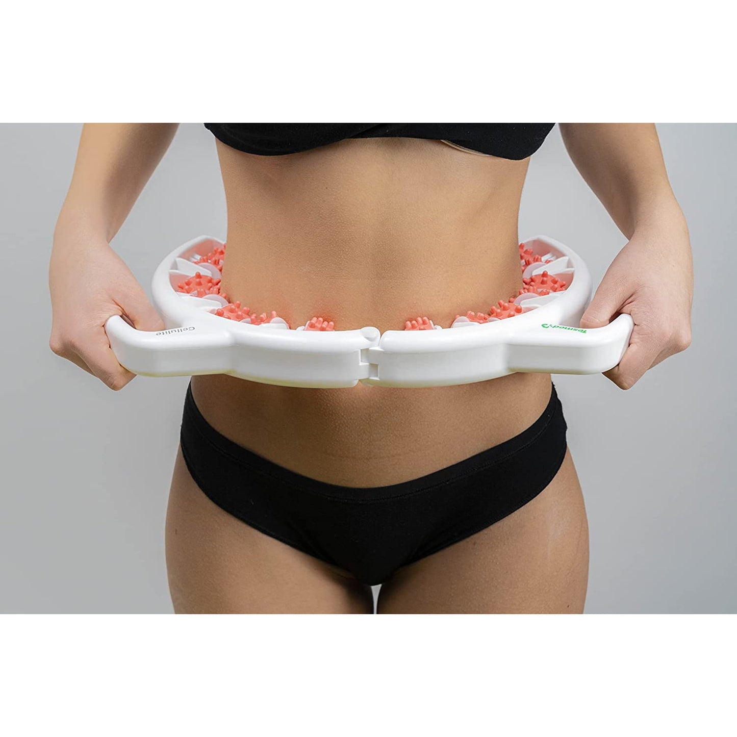 Dispozitiv pentru masaj anti celulita, cu 14 role convergente, efect de relaxare, pentru picioare, coapse, stern, abdomen, strange si netezeste pielea