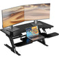 Suport de birou reglabil Bontec, 107x52.2cm, capacitate 15kg, arc dublu, reglaj inaltime 15–44 cm, pentru statie de lucru cu doua monitoare, negru