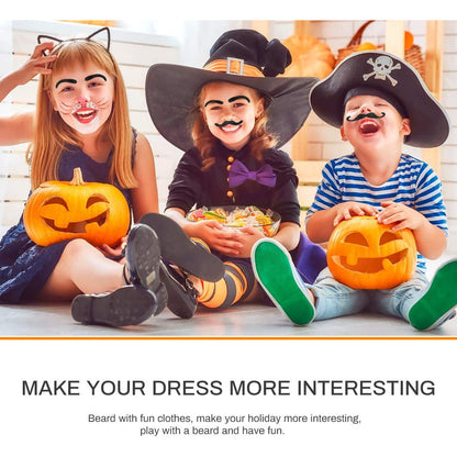 Set de 48 bucati mustata autoadeziva, 16 tipuri de mustati false cu look realist pentru costume, Halloween, petreceri, carnaval