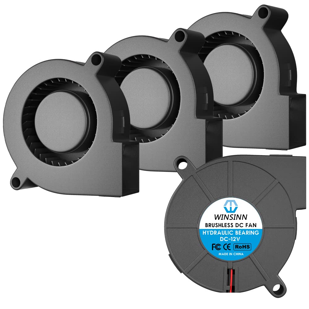 Set 4 ventilator 12V pentru imprimanta 3D, 50 mm, cu rulment hidraulic, Brushless, Racire turbo, conector cu 2 pini, WINSINN 5015