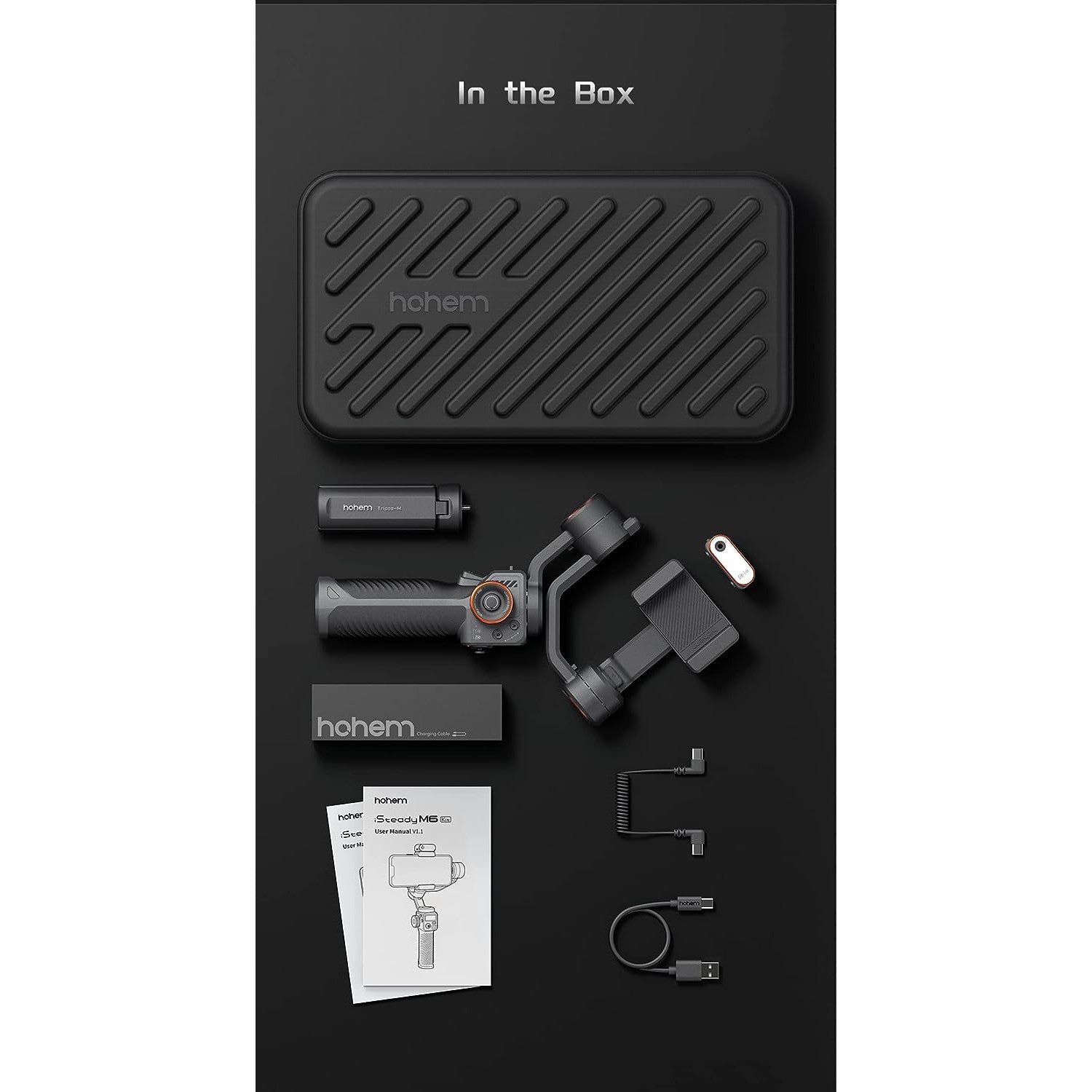 Sistem de stabilizare imagine pentru smartphone, stabilizator gimbal cu 3 axe, display OLED, lumina continua cu senzor AI, mini trepied, incarcare 400 g, Hohem iSteady M6