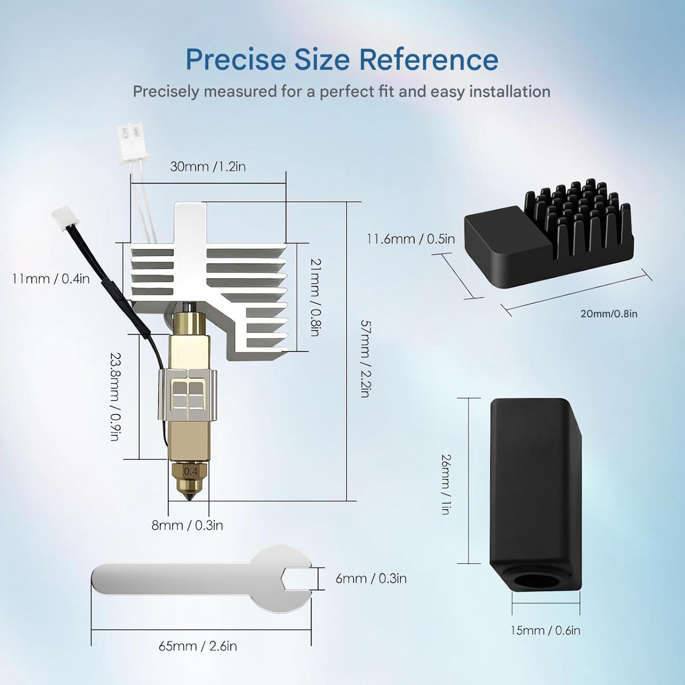 Kit Hotend complet pre-asamblat pentru imprimanta 3D, duza de alama 0,4 mm, pentru Elegoo Centauri Carbon, teava silicon, stergator de duza inclus