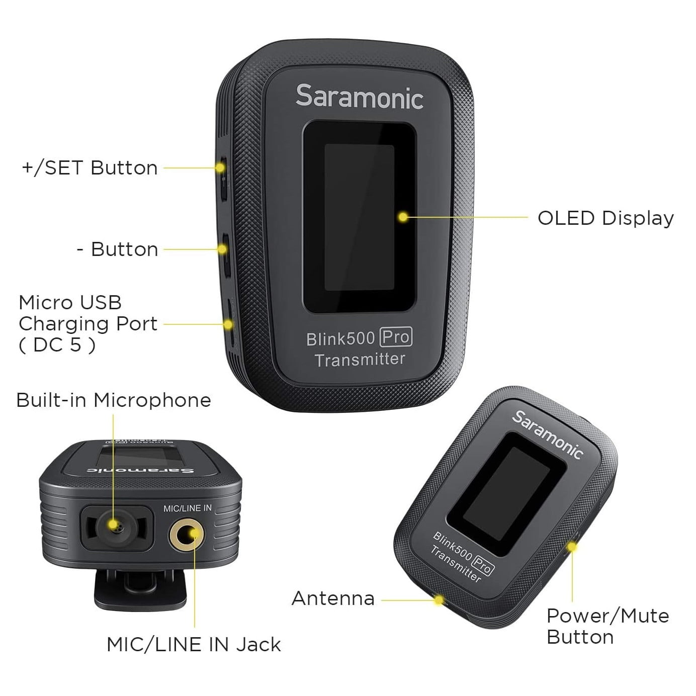 Microfon lavaliera wireless cu transmitator si receptor pentru Iphone iOS, Saramonic Blink500 PRO B3, pentru inregistrare audio, video, transmisie live, interviu