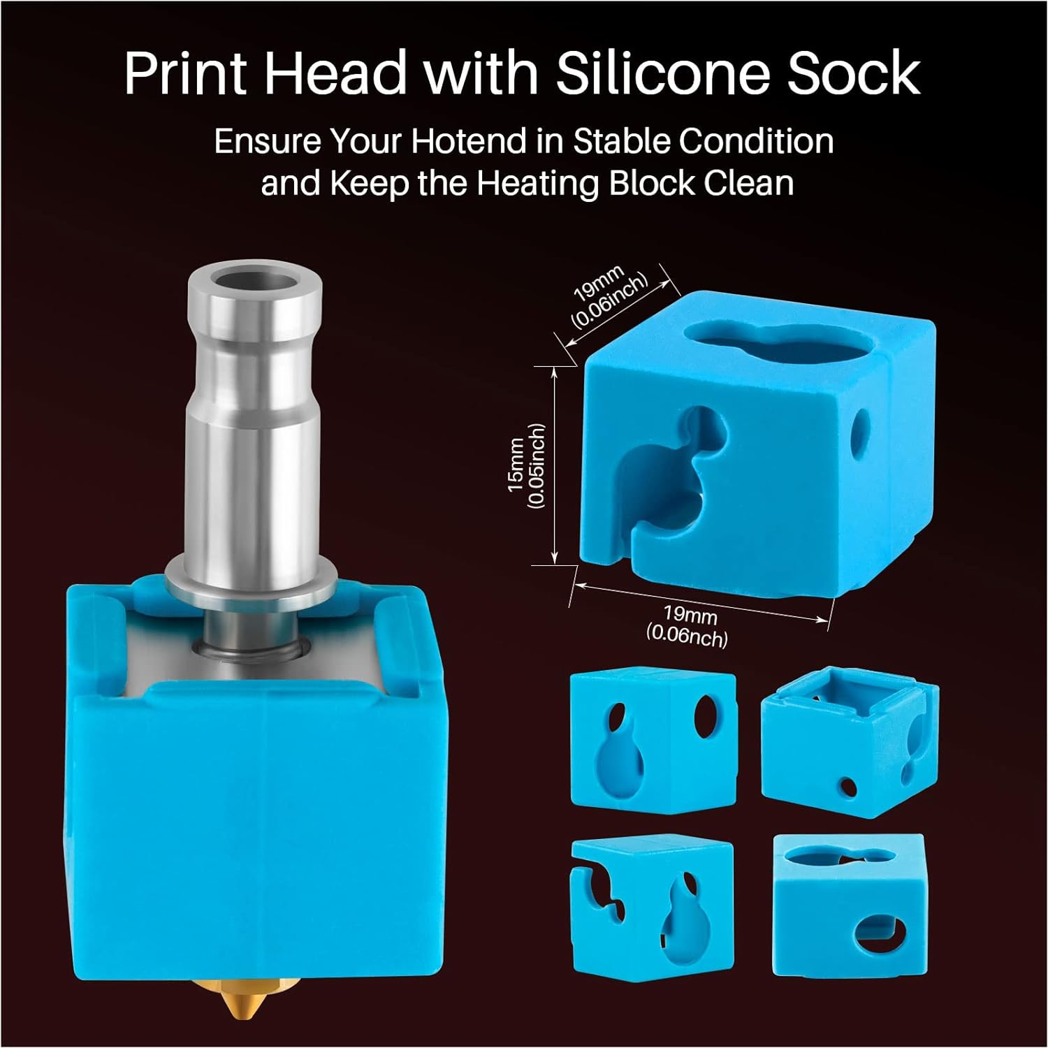 Cap de imprimare J-Head pentru imprimata 3D Anycubic Kobra, cu duza 0.4 mm, bloc incalzire V5 si husa de silicon, pentru filament 1.75 mm, 24V