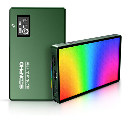 Lampa lumina continua LED Soonpho, RGB color, reglabila 2500K-8500K cu baterie 4000mAh pentru video, selfie, streaming live si fotografie