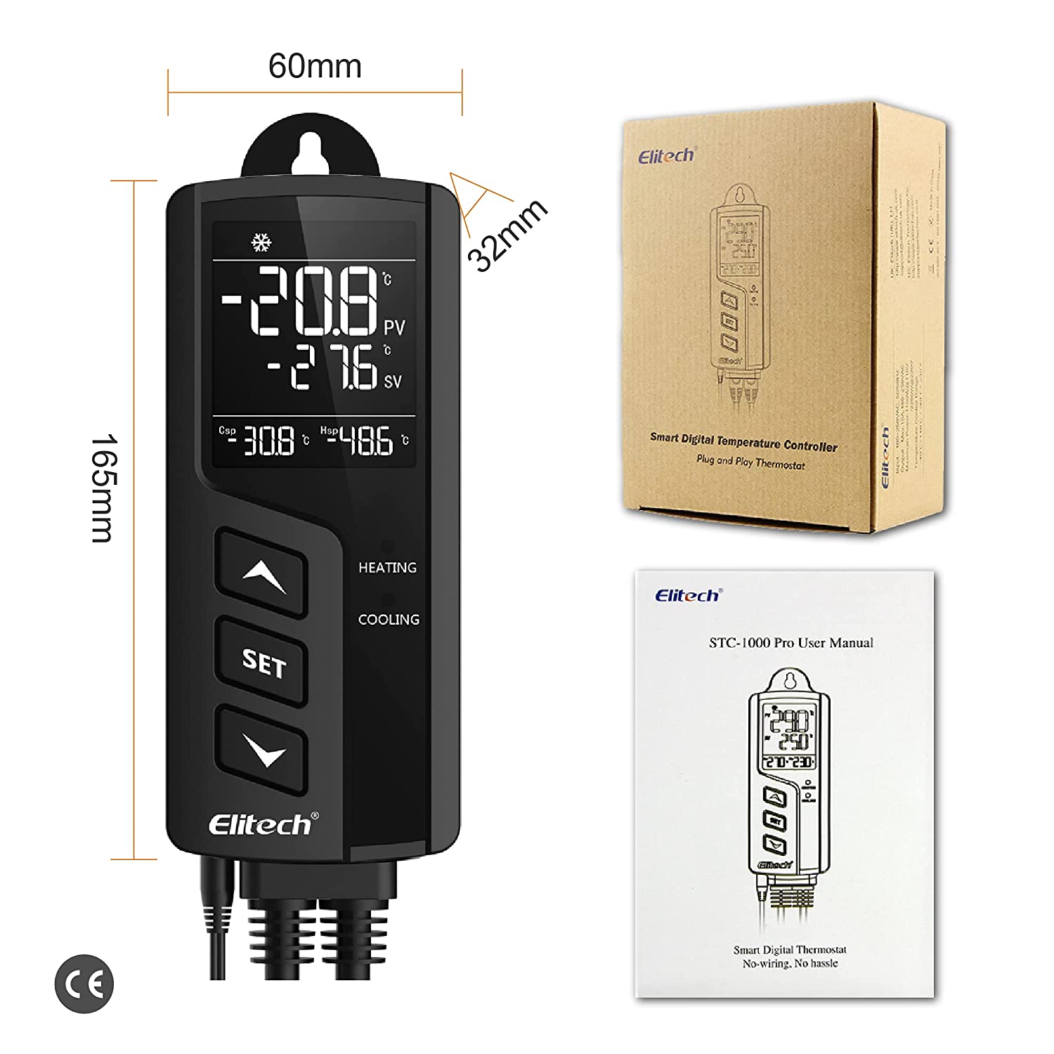 Priza smart cu termostat pe 2 canale, control incalzire si racire, ignifug clasa V0, cu display LCD, alarma de temperatura, plug and play, pentru sera, incubator, acvariu