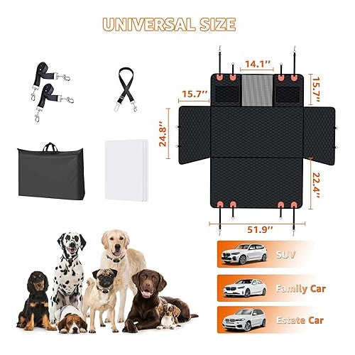 Husa auto de protectie bancheta si transport animale, pentru caini si pisici, 135 x 63 cm, impermeabila, cu fereastra din plasa, parte inferioara rigida, geanta de depozitare, pentru toate masinile