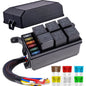 Set cutie relee si sigurante auto 12V, cu 5 releee JD1914 40A cu 5 pini, 1 releu RTT7121 cu 4 pini si 6 sigurante auto, cutie impermeabila, impotriva prafului, rezistenta la caldura, Gebildet