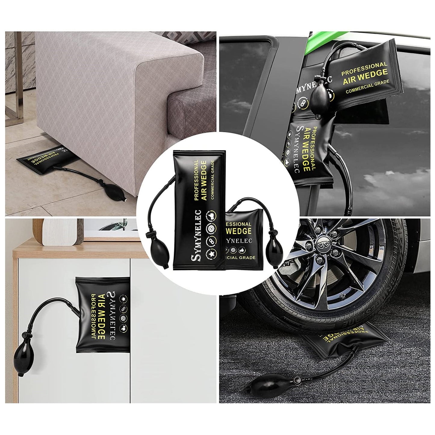 Kit de deblocare portiera auto 16 piese, cu perne de aer, tije cu prelungire, scule demontare plastic si geanta de transport, pentru deschidere usa