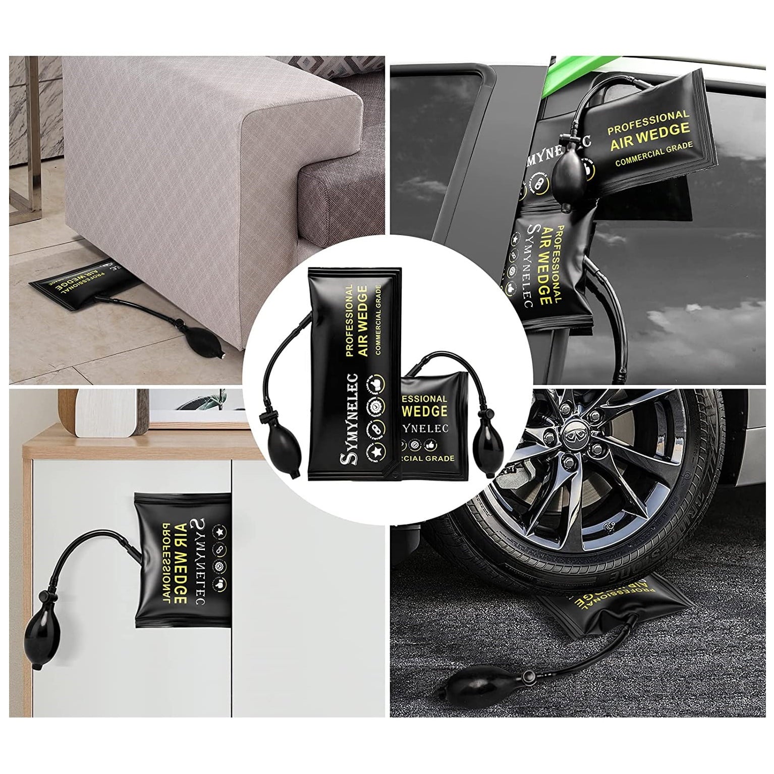 Kit de deblocare portiera auto 16 piese, cu perne de aer, tije cu prelungire, scule demontare plastic si geanta de transport, pentru deschidere usa