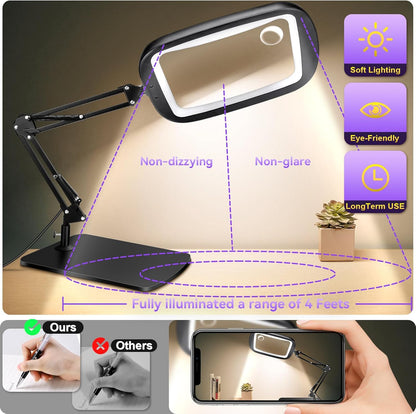 Lupa 30x cu lumina LED si suport, lampa de marire cu 60 LED-uri, 5 moduri de culoare, 4 niveluri de luminozitate, hands-free, pentru citit si lucru de precizie