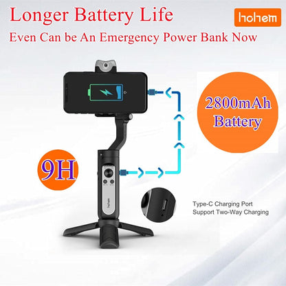 Stabilizator Gimbal iSteady V2 cu 3 axe, urmarire automata AI, lumina LED, control prin gesturi, baterie 2800 mAh, pliabil, pentru smartphone iPhone, Samsung, Huawei P40, Mate30 Pro