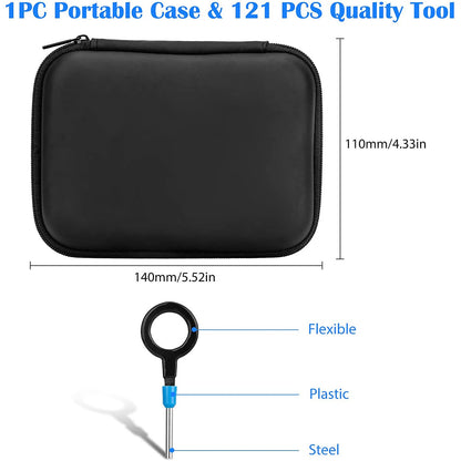 Set 121 extractor pini din mufe auto, instrumente pentru dezasamblare conectori, fara deteriorari de mufe, cu carcasa de protectie