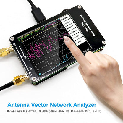Analizor vectorial de retea mini, banda 50KHz-900MHz, ecran tactil LCD 2,8 inci, antena HF VHF UHF