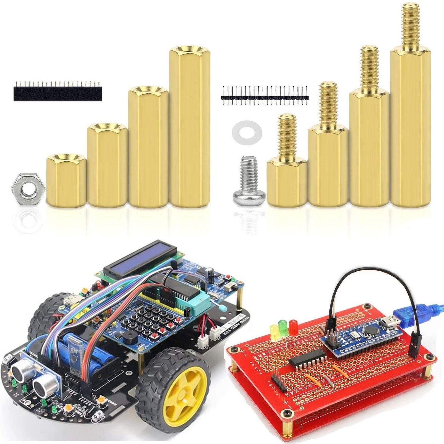 Set distantiere hexagonale M2.5 mama-tata pentru placa PCB, placa de baza Rasberry Pi, din alama, cu suruburi si saibe din plastic, 250 piese