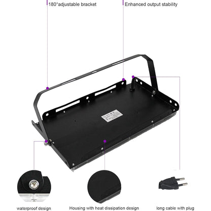 Set 2 proiectoare UV LED 300W IP66 395nm, lumina neagra 395 nm, IP66 impermeabil, SMD 2835, unghi 120°, carcasa aluminiu, suport reglabil 360°, pentru petreceri, cluburi, discoteca, bar, evenimente, lumina UV violet