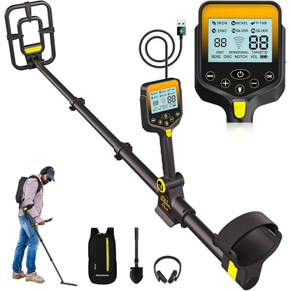 Detector de metale profesional, 25 cm adancime detectare, cu afisaj LCD, acumulator 2000 mAh, impermeabil IP68, pliabil, 24 x 18 cm, inaltime reglabila, OKESAM