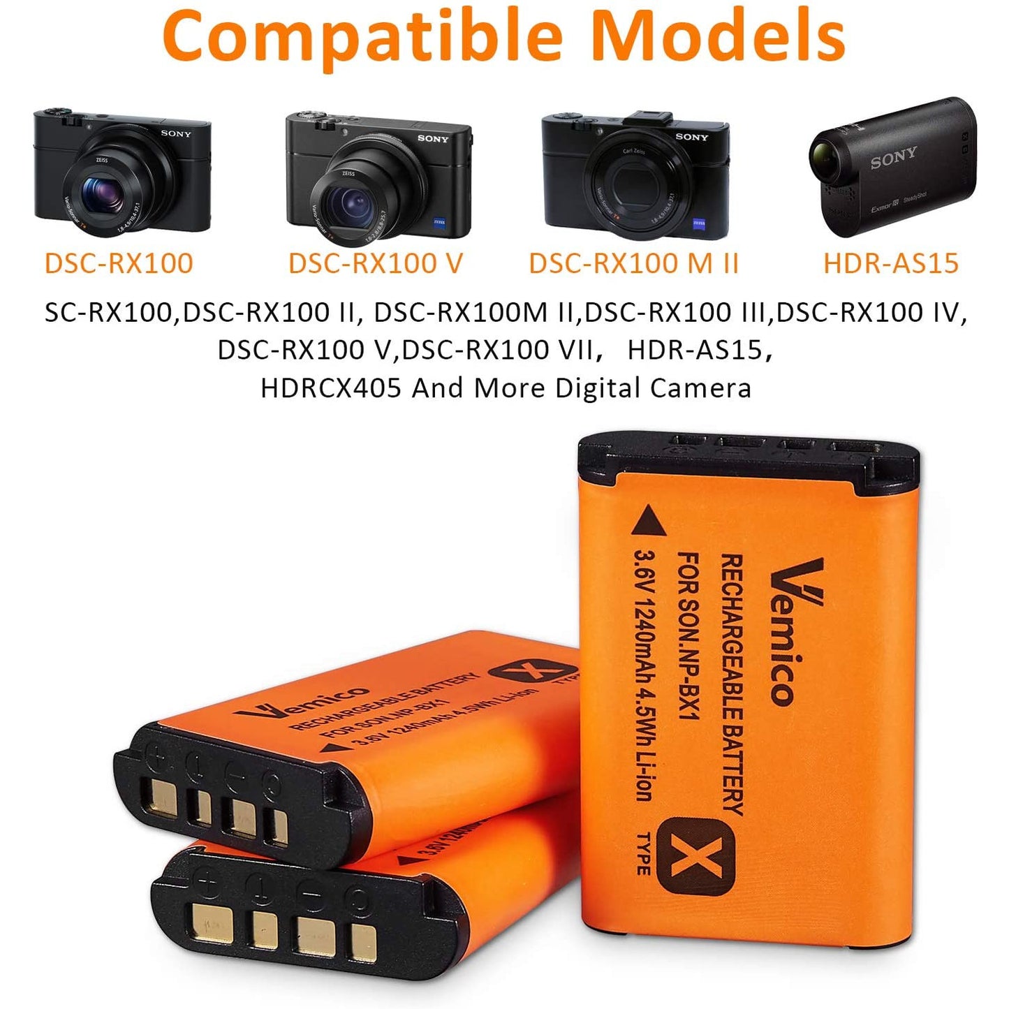 Set 3 acumulatori 1240 mAH NP-BX1, cu incarcator LCD dual pentru Sony NP-BX1 / M8 / RX100 / RX100 II / RX100M II / RX100 III / RX100 IV / RX100 VII
