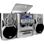 Sistem audio 5-in-1 Karcher KA 5300 – pick-up vinil, CD Changer 3 discuri, casetofon, radio FM/AM, difuzoare integrate, telecomanda, stil retro modern, argintiu